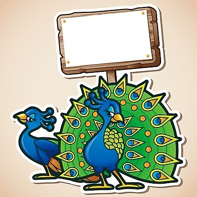 EPS 해외이미지 동물 캐릭터 행복 날개 일러스트 조류 동물원 미소 초록색 파란색 우정 공작 깃털 사인 카피스페이스 해외202004 해외일러스트 일러캐릭터 감정 컬러 표정 친구 공백 파일형식 벡터 이미지허브