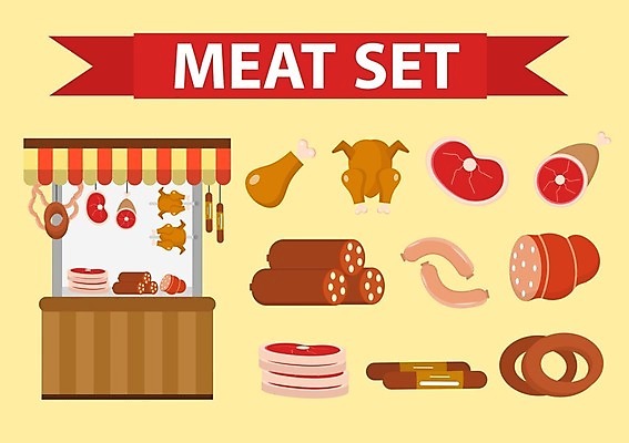 EPS 해외이미지 잡화 음식 조각 다이어트 일러스트 재료 건강 육류 돼지고기 스테이크 요리 장식 세트 농장 상점 식당 저녁식사 소고기 흰색 신선 소시지 시장 플랫 상품 만화 수집 심볼 메뉴 유기농 진열장 햄 날것 슈퍼마켓 점심식사 고립 단백질 살라미 식품점 정육점 해외202004 해외일러스트 웰빙 컬러 농업 식재료 서양음식 식사 가공식품 영양소 파일형식 벡터 이미지허브