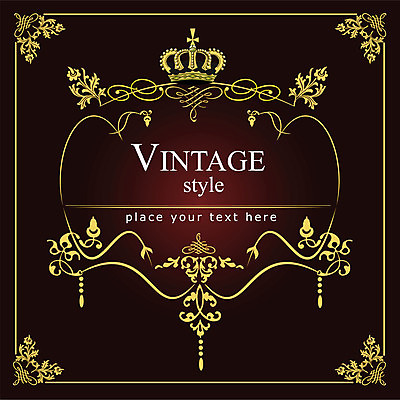 EPS 해외이미지 일러스트 왕관 프레임 사람없음 장식 사각형 검은색 금색 빈티지 클래식 고급 해외202004 해외일러스트 도형 컬러 컨셉 파일형식 벡터 이미지허브