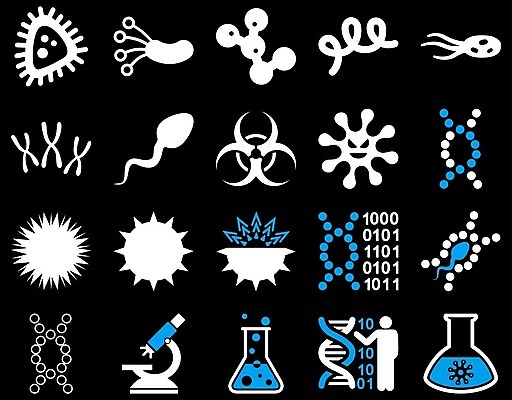 EPS 해외이미지 일러스트 검은배경 세포 건강 현미경 안전 사람없음 파란색 흰색 바이러스 질병 위험 플라스크 생물학 감염 전염 염색체 박테리아 기생충 코로나바이러스 해외202004 해외일러스트 교육 컬러 백그라운드 컨셉 의학 실험기구 검은색 생명공학 파일형식 벡터 이미지허브