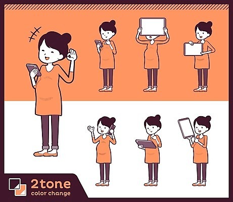 EPS 해외이미지 전신 여자 일러스트 아이디어 서기 들기 여러명 성인 스마트폰 세트 태블릿 주황색 임산부 발표 통화 보여주기 성인여자만 해외202004 해외일러스트 컬러 다수 컨셉 모션 사람 전자제품 핸드폰 스마트기기 임신 여자만 성인만 파일형식 벡터 이미지허브