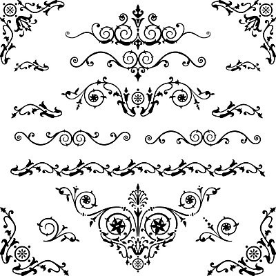 EPS 해외이미지 디자인 선 일러스트 사람없음 세트 빈티지 모서리 우아함 고딕 바로크 빅토리아 해외202004 해외일러스트 컨셉 파일형식 벡터 이미지허브