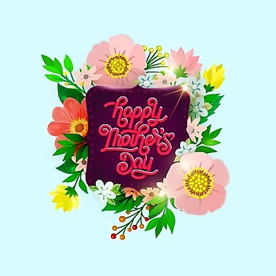 EPS 해외이미지 꽃 백그라운드 일러스트 캘리그라피 사람없음 봄 어머니의날 해외202004 해외일러스트 식물 계절 기념일 미국문화 파일형식 벡터 이미지허브