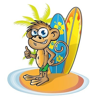 EPS 해외이미지 캐릭터 섬 일러스트 사람없음 원숭이 서핑보드 서핑 코믹 따봉 서퍼 야자수잎 해외202004 해외일러스트 일러캐릭터 잎 포유류 운동선수 수상스포츠 최고 보드_스포츠 파일형식 벡터 이미지허브