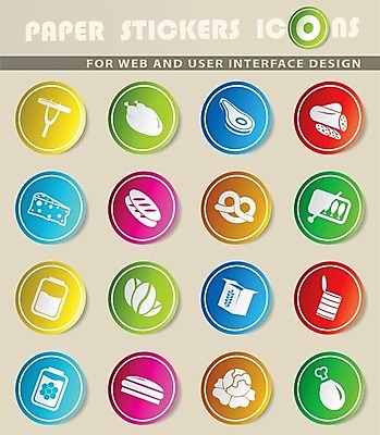 EPS 해외이미지 종이 스티커 일러스트 치즈 샌드위치 육류 치킨 소시지 캔 시리얼 심볼 양배추 꿀 식료품점 해외202004 해외일러스트 음식 채소 식재료 유제품 상점 가공식품 닭고기요리 파일형식 벡터 이미지허브