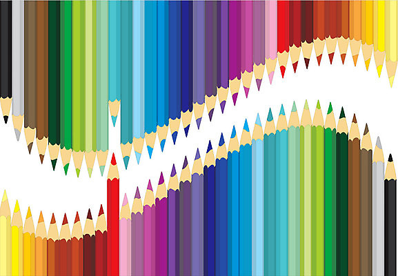 EPS 해외이미지 백그라운드 곡선 일러스트 문구용품 가로 컬러풀 연필 우주 공백 흰색 오브젝트 고립 굴곡 카피스페이스 해외202004 해외일러스트 선 컬러 학용품 필기구 파일형식 벡터 이미지허브