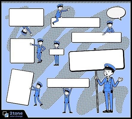 EPS 해외이미지 전신 남자 노동자 사각프레임 프레임 여러명 성인 파란색 세트 경찰 성인남자만 카피스페이스 해외202004 직업 컬러 다수 사람 사각형 공백 남자만 성인만 파일형식 벡터 이미지허브