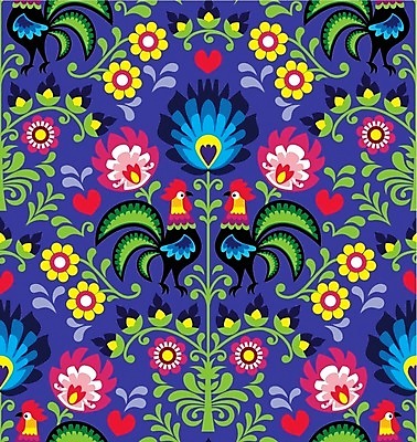 EPS 해외이미지 전통 꽃 패턴 일러스트 사람없음 컬러풀 화려 폴란드 해외202004 해외일러스트 식물 유럽 컬러 컨셉 무늬 파일형식 벡터 이미지허브