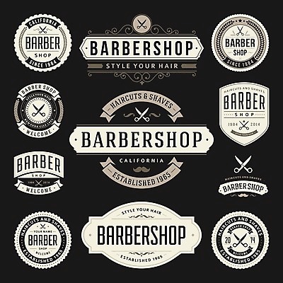 EPS 해외이미지 스티커 일러스트 사람없음 세트 라벨 빈티지 이발소 해외202004 해외일러스트 컨셉 프레임 뷰티샵 파일형식 벡터 이미지허브