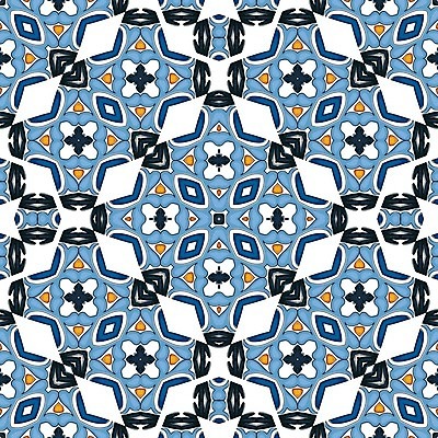 EPS 해외이미지 전통 디자인 패턴 오렌지 일러스트 벽지 추상 장식 파란색 흰색 포르투갈 타일 묘사 정사각형 스페인어 엘리먼트 튀니지 해외202004 해외일러스트 도형 유럽 컬러 무늬 과일 아프리카 파일형식 벡터 이미지허브