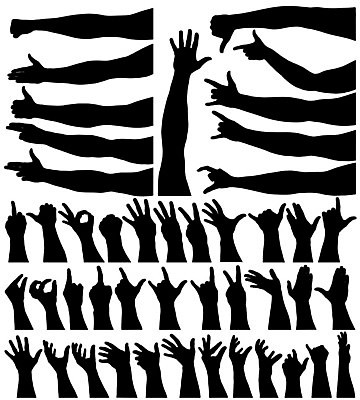 EPS 해외이미지 손 디자인 실루엣 물결 포즈 일러스트 손가락 종류 그래픽 세트 검은색 엄지손가락 가리킴 군중 수집 신호 윤곽 경례 팔 엘리먼트 해외202004 해외일러스트 컬러 촬영기법 사람 손짓 신체부위 인사 파일형식 벡터 이미지허브