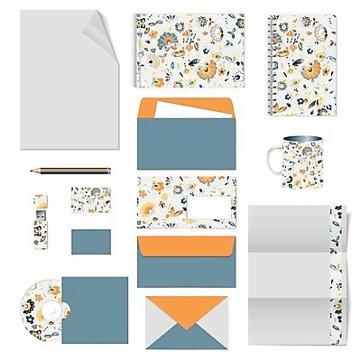 EPS 해외이미지 디자인 컨셉 꽃무늬 패턴 일러스트 명함 봉투 편지봉투 사람없음 세트 공책 머그컵 레이아웃 문서 엘리먼트 테마 레터헤드 해외202004 해외일러스트 꽃 무늬 문구용품 컵 편지 파일형식 벡터 이미지허브