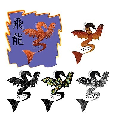 EPS 해외이미지 동물 꽃 잎 패턴 날개 오렌지 일러스트 프레임 장식 검은색 중국 용 인도인 문신 꼬리 5 신화 스타일 해외202004 해외일러스트 외국인 식물 아시아 컬러 무늬 과일 동양인 숫자 파일형식 벡터 이미지허브