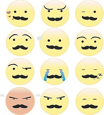 EPS 해외이미지 라이프스타일 디자인 행복 감정 얼굴 스티커 일러스트 미소 노란색 유행 표현 시원함 심볼 콧수염 이모티콘 나쁜 결백 벙어리 캐리커처 아바타 해외202004 해외일러스트 컬러 수염 표정 생활 신체부위 그림 파일형식 벡터 이미지허브