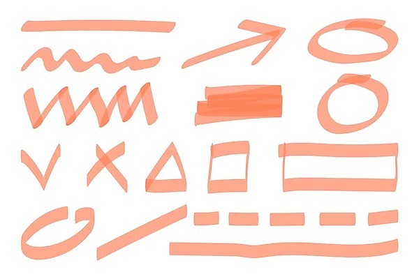 EPS 해외이미지 도형 기호 선 일러스트 사람없음 세트 손그림 엘리먼트 코랄 해외202004 해외일러스트 문자 컬러 파일형식 벡터 이미지허브