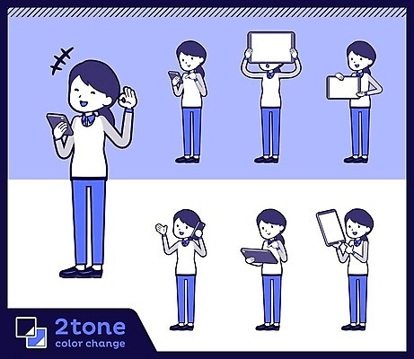 EPS 해외이미지 전신 여자 일러스트 아이디어 서기 들기 여러명 성인 파란색 스마트폰 세트 태블릿 종업원 직원 서비스 통화 보여주기 판매원 성인여자만 해외202004 해외일러스트 직업 컬러 다수 컨셉 모션 사람 전자제품 핸드폰 스마트기기 여자만 성인만 파일형식 벡터 이미지허브