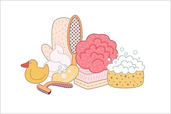 EPS 해외이미지 종이 장갑 일러스트 건강 사람없음 수건 화장품 거울 욕실 위생 심볼 오브젝트 비누 치약 샴푸 해외202004 해외일러스트 잡화 위생용품 뷰티 파일형식 벡터 이미지허브