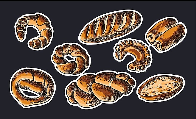 EPS 해외이미지 음식 일러스트 부분 디저트 건강 파란색 갈색 쿠키 케이크 빵집 그룹 도넛 달콤 아침식사 바게트 낟알 시리얼 밀 오브젝트 그림 덩어리 고립 번 페스츄리 해외202004 해외일러스트 빵 컬러 곡류 상점 식사 맛 파일형식 벡터 이미지허브