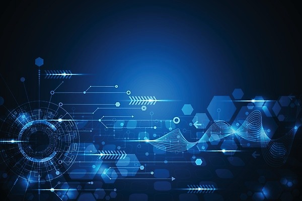 EPS 해외이미지 디자인 컨셉 일러스트 추상 미래 사람없음 그래픽 파란색 디지털 육각형 해외202004 해외일러스트 도형 컬러 무늬 파일형식 벡터 이미지허브