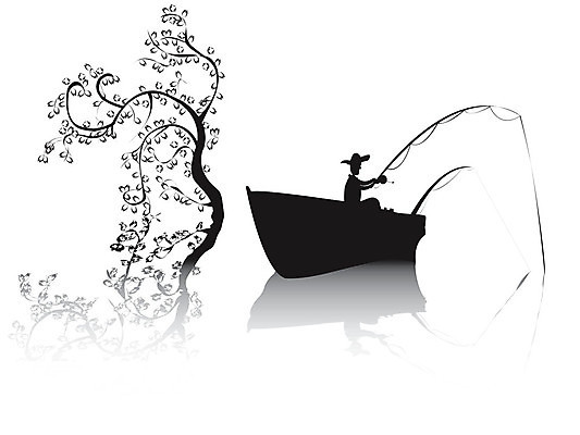 EPS 해외이미지 나무 호수 백그라운드 일러스트 낚시 항해 어류 어업 물 반사 검은색 흰색 보트 함선 고립 해외202004 해외일러스트 자연요소 식물 산업 컬러 배_교통 레저 수중동물 파일형식 벡터 이미지허브