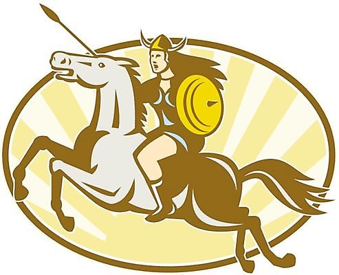 EPS 해외이미지 창 일러스트 그래픽 승차 복고 신화 방패 전사 라이더 아마존 해외202004 해외일러스트 모션 파일형식 벡터 이미지허브