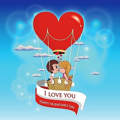 EPS 해외이미지 구름 커플 남자 리본 백그라운드 일러스트 하늘 발렌타인데이 사랑 빨간색 파란색 하트 만화 풍선 해외202004 해외일러스트 자연요소 모양 감정 컬러 관계 데이이벤트 사람 파일형식 벡터 이미지허브