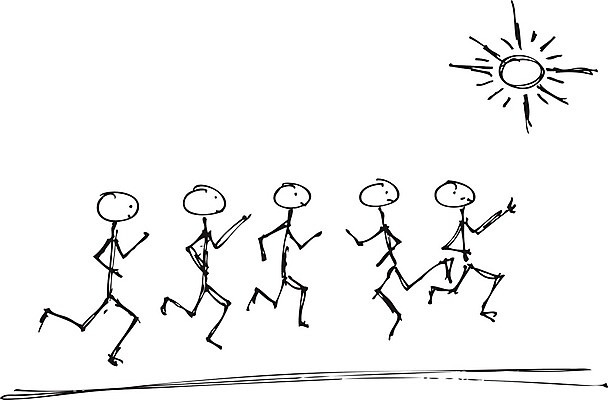 EPS 해외이미지 손 남자 일러스트 놀이 달리기 햇빛 태양 연필 펜 거친 낙서 만화 스케치 방향 해외202004 해외일러스트 자연요소 모션 학용품 미술 사람 신체부위 필기구 파일형식 벡터 이미지허브