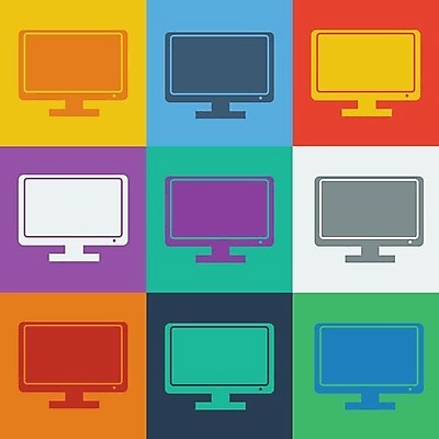 EPS 해외이미지 디자인 백그라운드 일러스트 비즈니스 컴퓨터 디지털 스크린 모니터 텔레비전 장비 흰색 액체 플랫 전자 동영상 고립 해외202004 해외일러스트 컬러 전자제품 파일형식 벡터 이미지허브