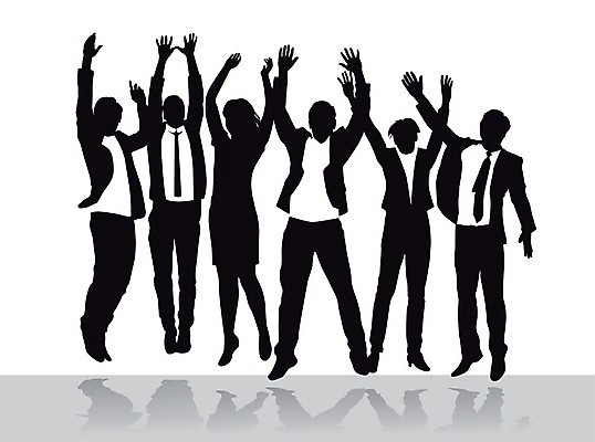 EPS 해외이미지 여자 남자 행복 실루엣 일러스트 회사 비즈니스 응원 사람 점프 기쁨 만세 축하 비즈니스맨 비즈니스우먼 자신감 긍정 해외202004 해외일러스트 감정 컨셉 모션 촬영기법 직장인 파일형식 벡터 이미지허브