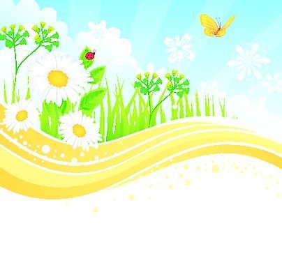 EPS 해외이미지 식물 디자인 계절 꽃 줄기 나비 백그라운드 잎 일러스트 자연 벽지 하늘 휴가 프레임 미술 풍경 사람없음 초록색 여름 컬러풀 햇빛 태양 맑음 봄 성장 땅 조경 무당벌레 정중 캐모마일 수평선 해외202004 해외일러스트 자연요소 컬러 곤충 컨셉 날씨 문화예술 허브 생태계 파일형식 벡터 이미지허브