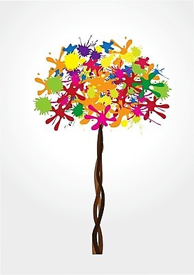 EPS 해외이미지 나무 일러스트 추상 사람없음 컬러풀 페인트 얼룩 해외202004 해외일러스트 식물 컬러 무늬 파일형식 벡터 이미지허브