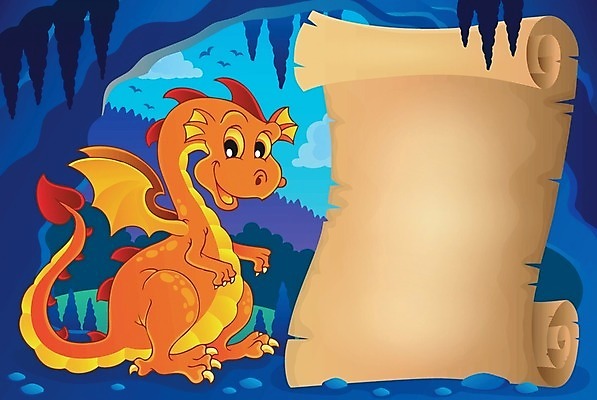 EPS 해외이미지 캐릭터 디자인 응시 종이 날개 일러스트 동화 요정 이야기 미술 미소 공백 바위 용 동굴 신화 공상 구성 양피지 전설 종유석 해외202004 해외일러스트 일러캐릭터 시선 문화예술 표정 파일형식 벡터 이미지허브