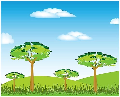 EPS 해외이미지 나무 식물 구름 계절 일러스트 자연 하늘 풍경 초록색 여름 허브 언덕 그림 생태계 시트 해외202004 해외일러스트 자연요소 컬러 파일형식 벡터 이미지허브