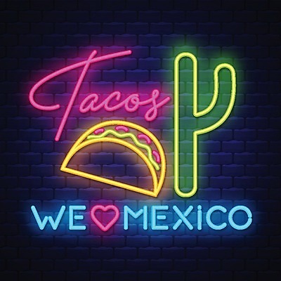 EPS 해외이미지 백그라운드 일러스트 멕시코 선인장 간판 타이포그라피 사람없음 빛 하트 분위기 심볼 네온 타코 해외202004 해외일러스트 모양 식물 문자 컨셉 북아메리카 파일형식 벡터 이미지허브