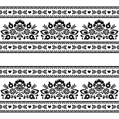 EPS 해외이미지 전통 꽃 패턴 일러스트 흑백 사람없음 화려 폴란드 해외202004 해외일러스트 식물 유럽 컨셉 무늬 촬영기법 파일형식 벡터 이미지허브