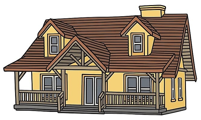 EPS 해외이미지 일러스트 창문 지붕 벽돌 주택 건물 목재 빨간색 노란색 문 어둠 만화 시골집 단상 해외202004 해외일러스트 나무 건축물 컬러 재료 파일형식 벡터 이미지허브