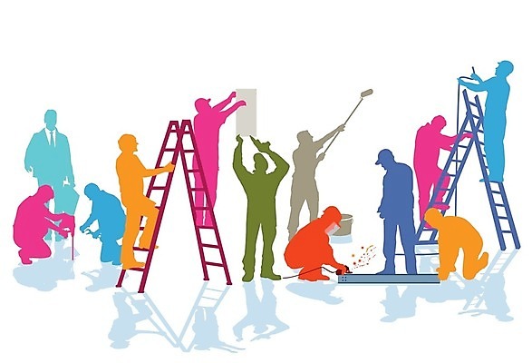 EPS 해외이미지 일러스트 협력 벽돌 노동자 건물 공구 업무 엔지니어 수리 건축가 종업원 목수 화가 장인 발판 배관공 석공 해외202004 해외일러스트 직업 건축물 도구 작업 기술자 파일형식 벡터 이미지허브