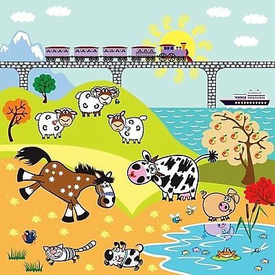 EPS 해외이미지 나무 동물 어린이 여행 밭 일러스트 교통시설 염소 산 개구리 풍경 물 태양 농장 마을 고양이 가축 기차 시골 연못 양 돼지 소 개 만화 언덕 양고기 램 해외202004 해외일러스트 자연요소 식물 육상교통 교통 농업 포유류 대중교통 육류 양서류 사람 반려동물 시설 파일형식 벡터 이미지허브