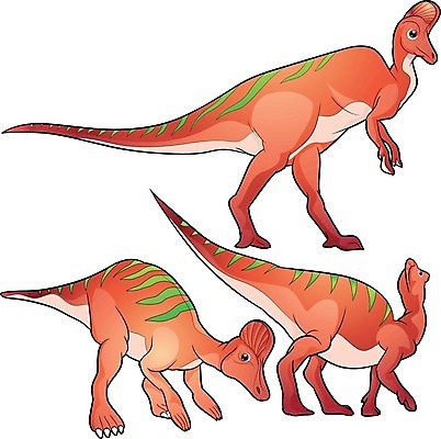 EPS 해외이미지 동물 일러스트 세마리 사람없음 주황색 공룡 카툰스타일 쥬라기 해외202004 해외일러스트 컬러 파충류 3 파일형식 벡터 이미지허브