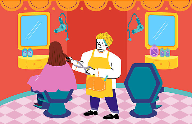 전신 직업 여자 남자 의자 일러스트 탁자 직장 가위 한명 서기 사람 앉기 성인 머리카락 앞치마 거울 구직 미용용품 업무 작업실 전문직 미용실 디자이너 드라이어 미용사 자르기 일자리 손질 성인만 국내일러스트 AI파일 1 가구 컨셉 회사 비즈니스 모션 문구용품 머리 작업 뷰티샵 오브젝트 파일형식 벡터