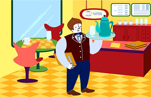 전신 직업 남자 커피 음료 유니폼 의자 일러스트 탁자 주전자 선반 직장 쟁반 한명 서기 들기 사람 성인 컵 카페 구직 업무 작업실 전문직 커피잔 찻잔 직원 메뉴 서랍장 메뉴판 서빙 일자리 남자만 남자한명만 성인남자만 성인만 국내일러스트 AI파일 1 식기 옷 가구 컨셉 회사 비즈니스 모션 주방용품 잔 상점 작업 파일형식 벡터