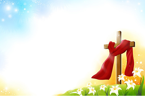 식물 꽃 기독교 종교 백그라운드 십자가 일러스트 하늘 부활절 초원 사람없음 목도리 풀 백합 천 국내일러스트 AI파일 잡화 기념일 직물 파일형식 벡터