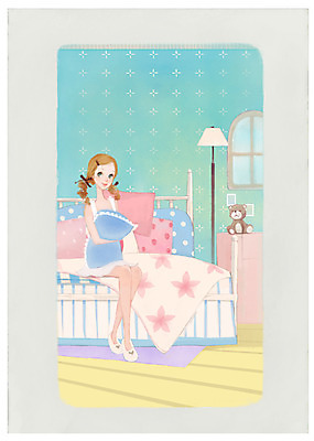 전신 PSD 우먼라이프 라이프스타일 여자 인형 가구 일러스트 창문 베개 안기 전등 조명 한명 사람 앉기 성인 라이프 친구 뷰티 곰인형 침실 침대 스탠드 여자만 여자한명만 성인여자만 성인만 국내일러스트 1 생활용품 관계 침구 모션 생활 파일형식