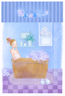 PSD 식물 우먼라이프 라이프스타일 여자 일러스트 선반 슬리퍼 욕조 한명 사람 앉기 상반신 성인 라이프 수건 뷰티 꽃병 목욕 거품 욕실 가운 목욕가운 화장실 여자만 여자한명만 성인여자만 성인만 국내일러스트 1 옷 꽃 가구 신발 모션 생활 위생용품 청결 파일형식