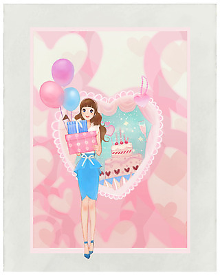 전신 PSD 우먼라이프 라이프스타일 여자 기념일 일러스트 선물 한명 서기 들기 사람 이벤트 성인 라이프 선물상자 상자 뷰티 케이크 하트 생일 생일케이크 풍선 여자만 여자한명만 성인여자만 성인만 국내일러스트 모양 1 모션 디저트 생활 파일형식