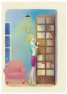 전신 PSD 우먼라이프 라이프스타일 여자 의자 일러스트 창문 전등 조명 책장 한명 서기 들기 사람 성인 라이프 책 소파 독서 뷰티 달 여자만 여자한명만 성인여자만 성인만 국내일러스트 자연요소 1 가구 모션 생활 파일형식