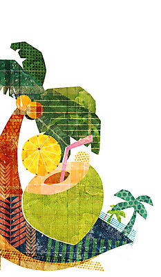 PSD 식물 계절 열매 음료 백그라운드 과일 일러스트 자연 빨대 풍경 사람없음 여름 야자수 여름풍경 열대과일 트로피컬아트 국내일러스트 나무 그림 생태계 파일형식 여름_계절