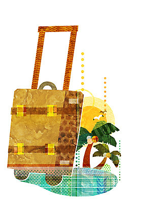 PSD 나무 식물 동물 계절 바다 여행 백그라운드 가방 일러스트 자연 갈매기 풍경 해변 사람없음 여름 야자수 태양 캐리어 여행가방 여름풍경 국내일러스트 자연요소 잡화 조류 생태계 파일형식 여름_계절