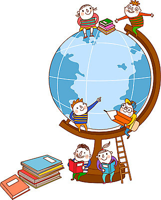 전신 여자 어린이교육 교육 남자 어린이 일러스트 홍보캐릭터 사다리 들기 사람 앉기 소녀 소년 여러명 책 친구 필기구 연필 지구본 어린이만 국내일러스트 일러캐릭터 AI파일 캐릭터 다수 관계 모션 문구용품 학용품 도구 파일형식 벡터