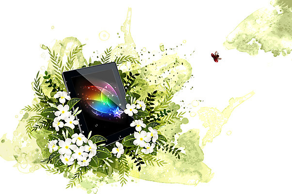 식물 꽃 컬러 나비 곤충 백그라운드 잎 꽃백그라운드 일러스트 자연 정보기술 사람없음 친구 전자제품 스마트기기 태블릿 퓨전 플루메리아 국내일러스트 AI파일 동물 관계 기술 생태계 파일형식 벡터